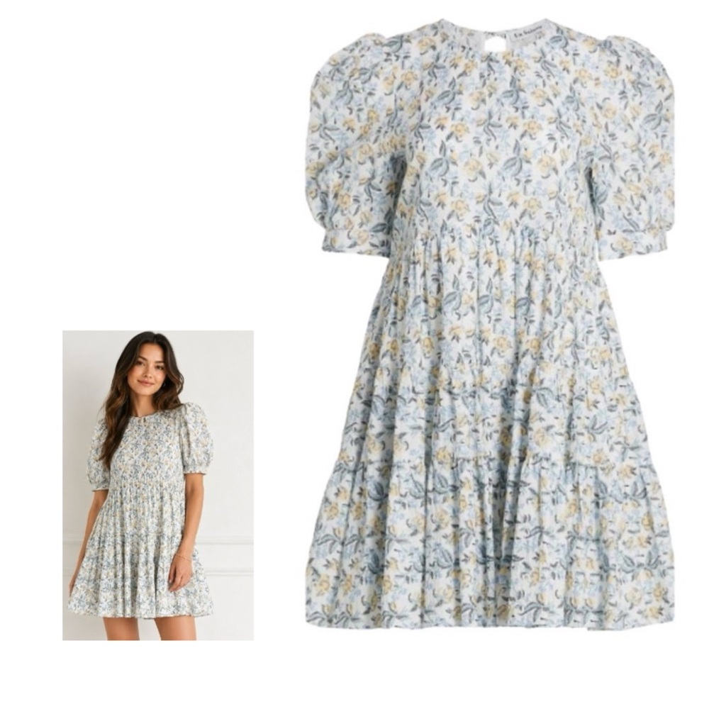 EN SAISON Maeve Tiered Floral Mini Dress Size Medium Spring Summer Cottagecore